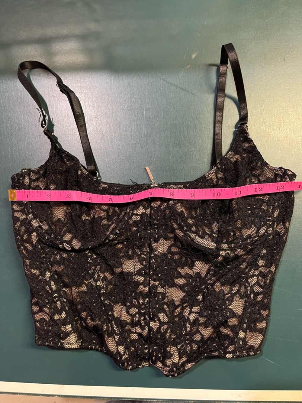 White Fox Black Lace Bustier Crop Top (245) - Picture 7 of 10